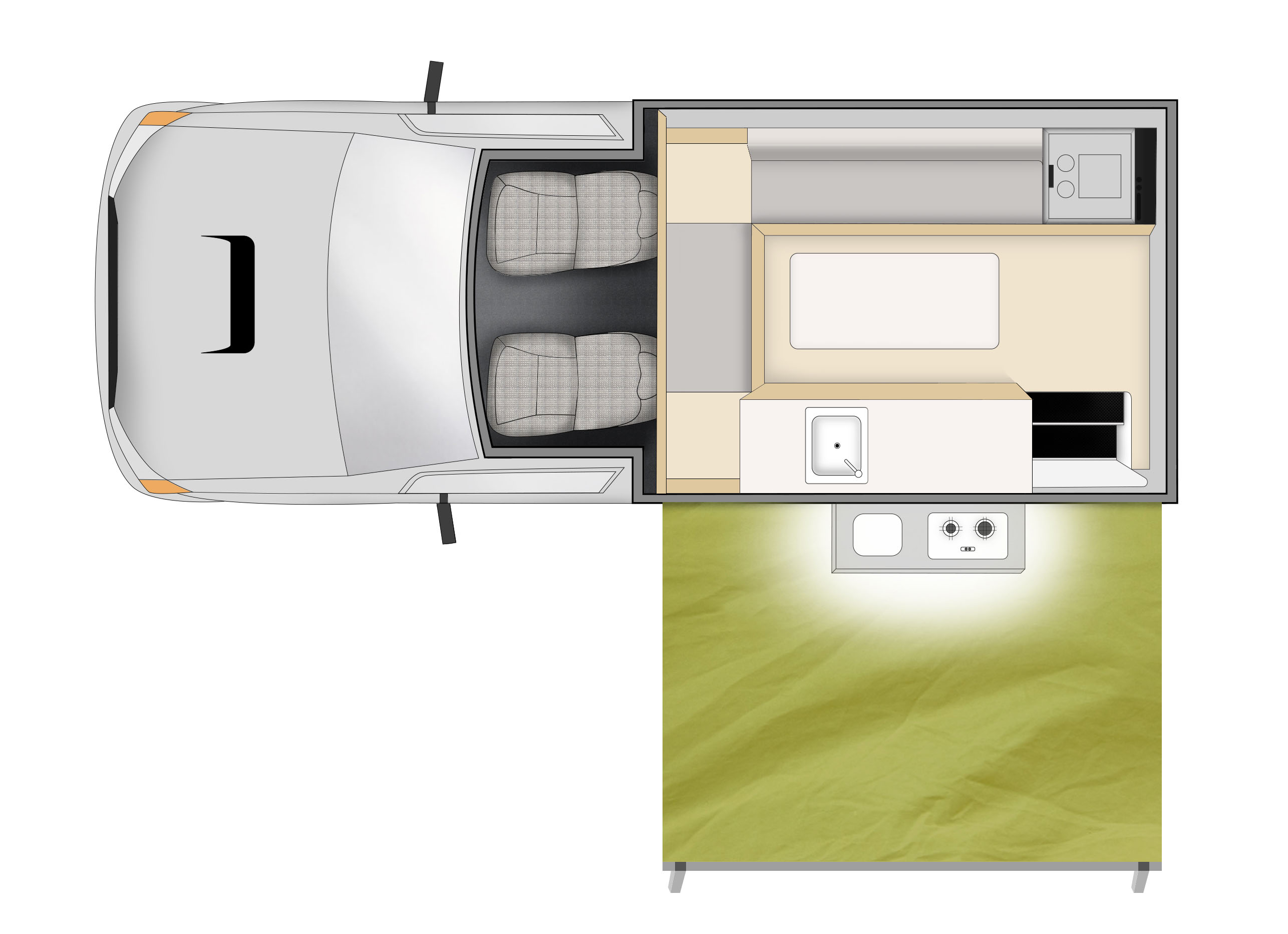 Talvor adventure camper floorplan day