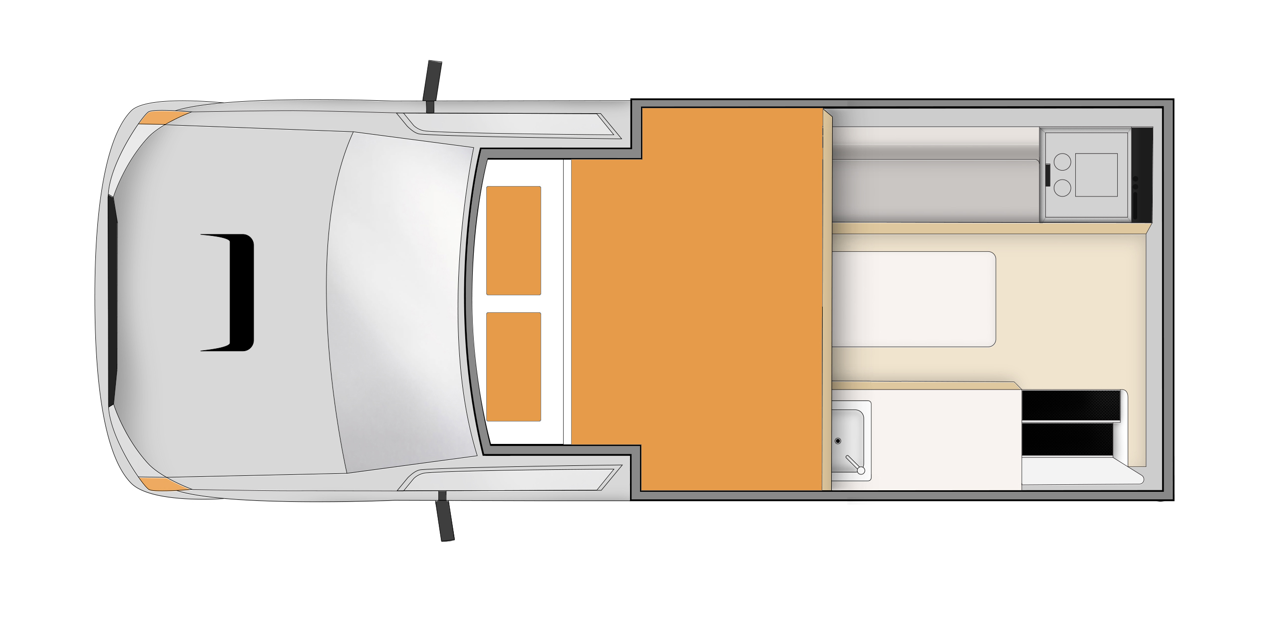 Talvor adventure camper floorplan night