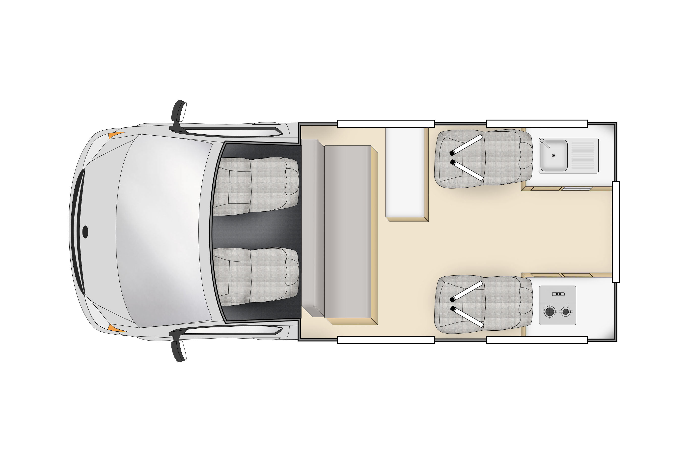 Talvor endeavour campervan floorplan day