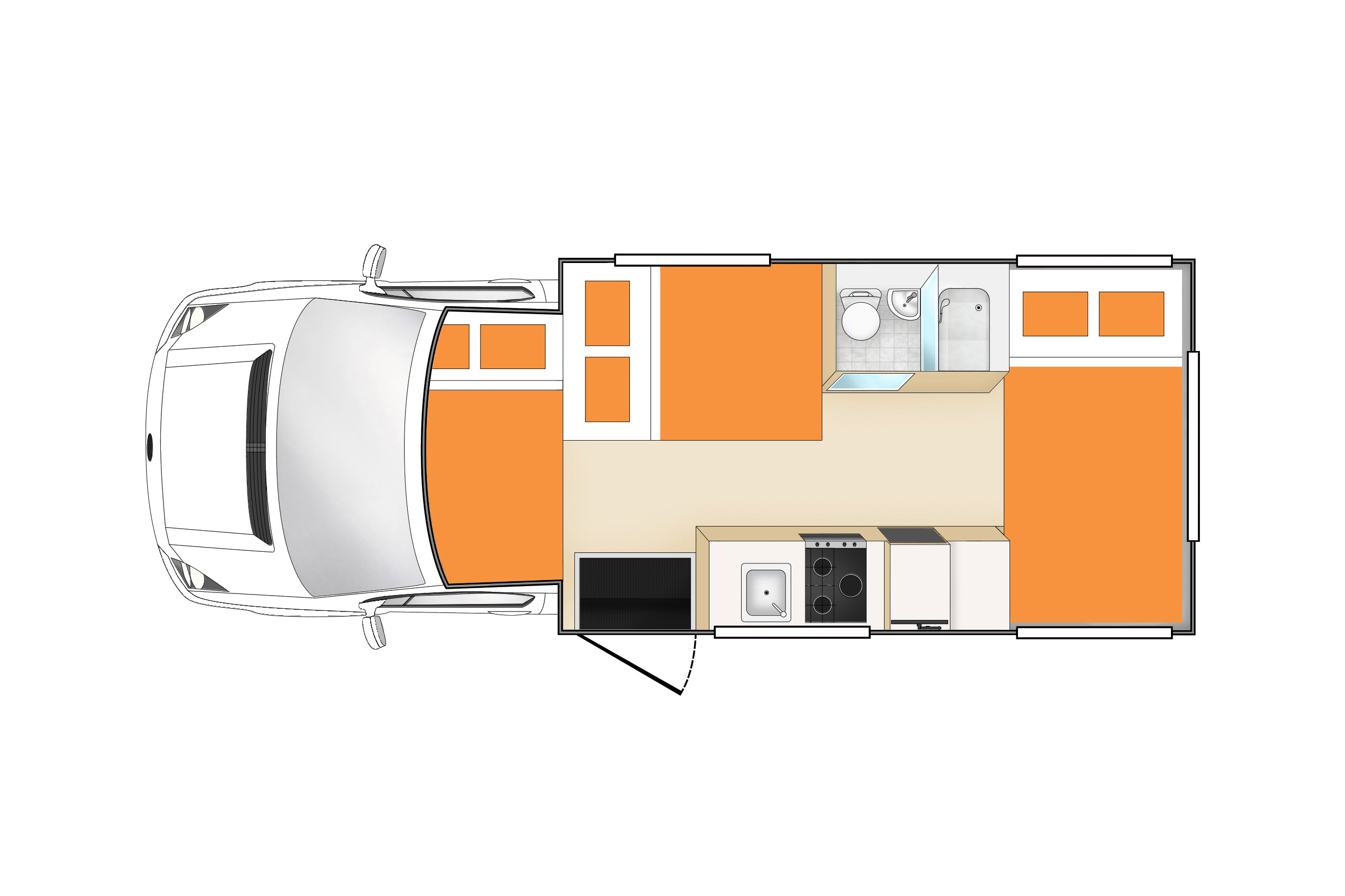 Talvor euro deluxe motorhome floorplan night