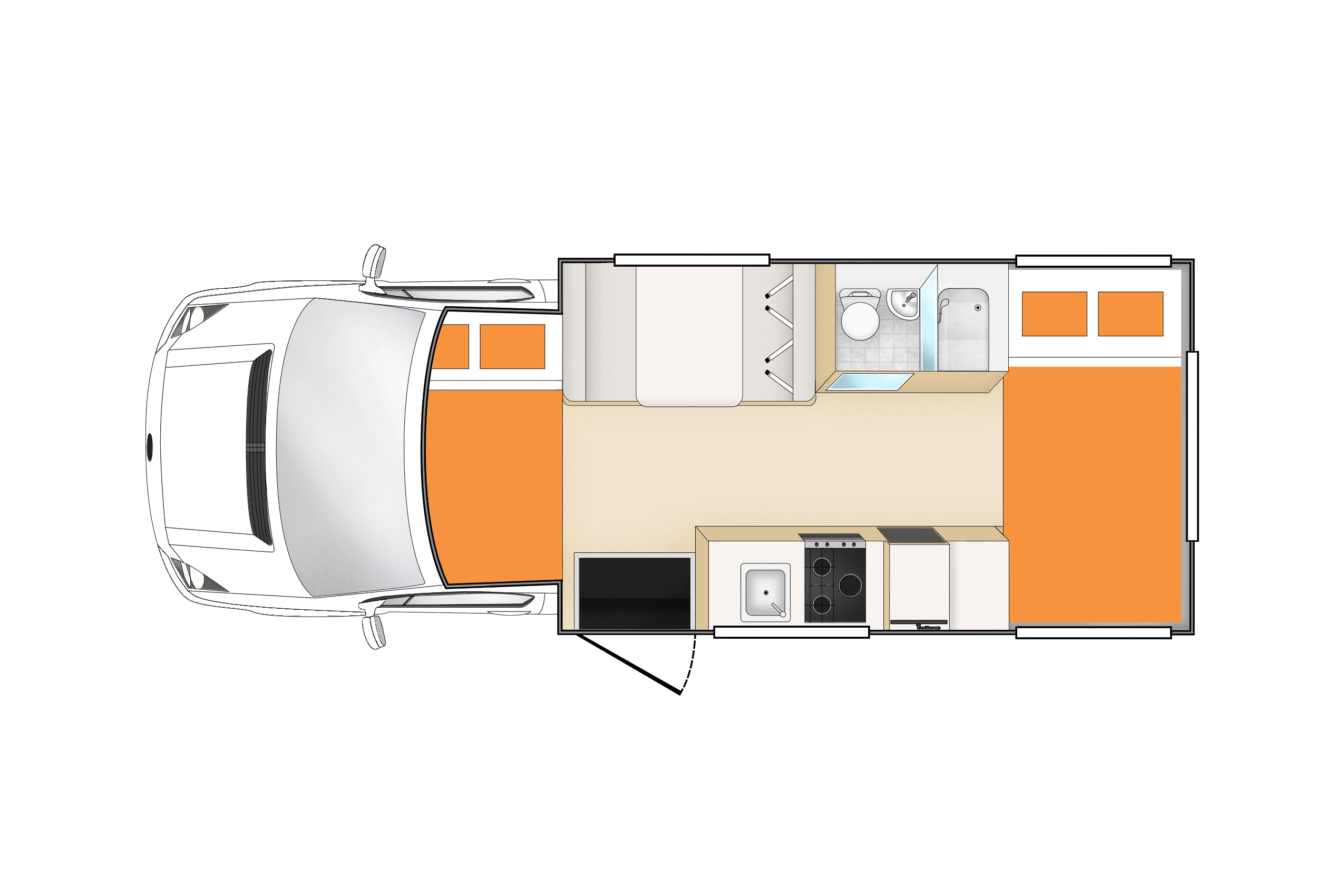 Talvor Murana motorhome floorplan night