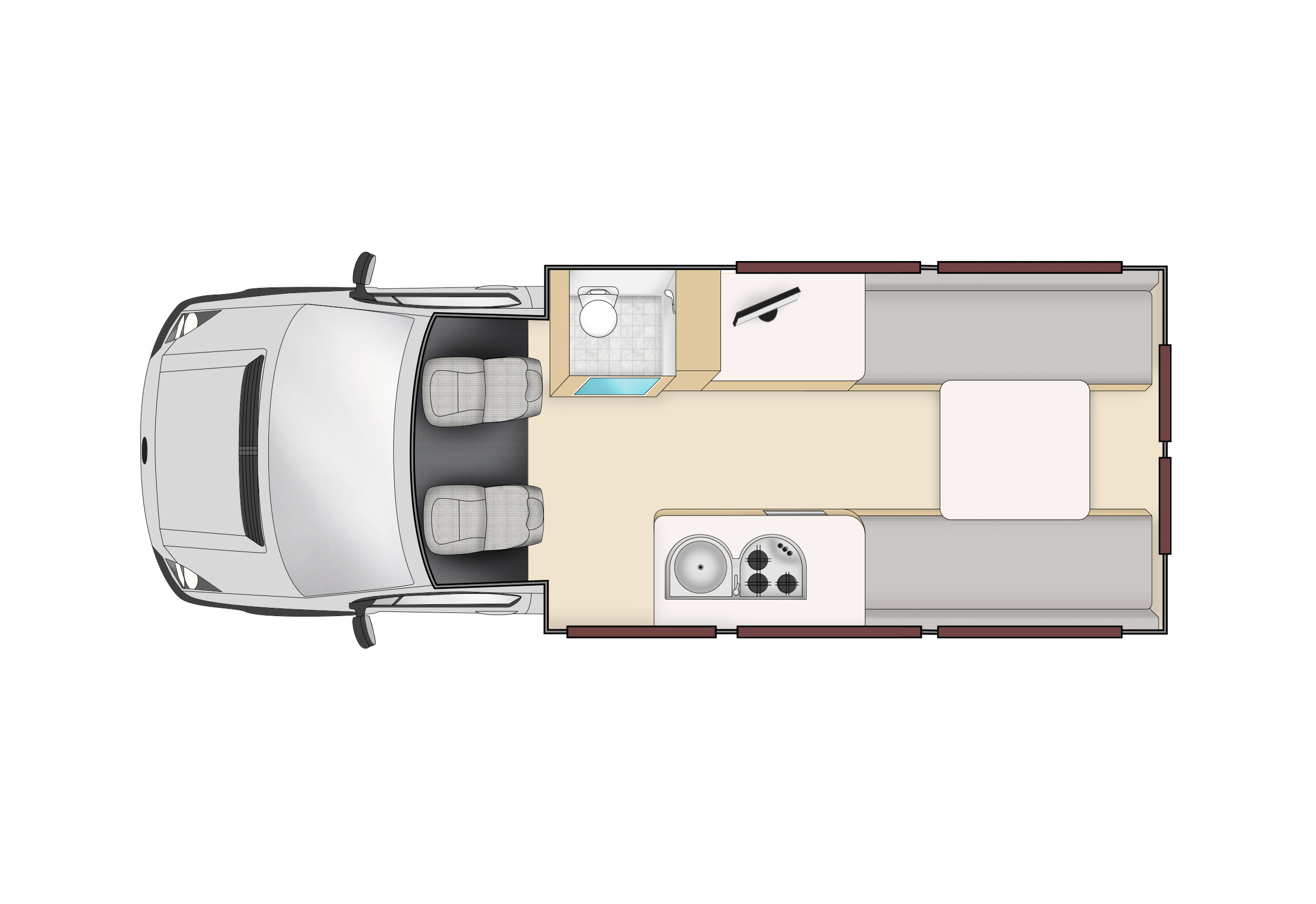 Talvor euro tourer campervan floorplan day