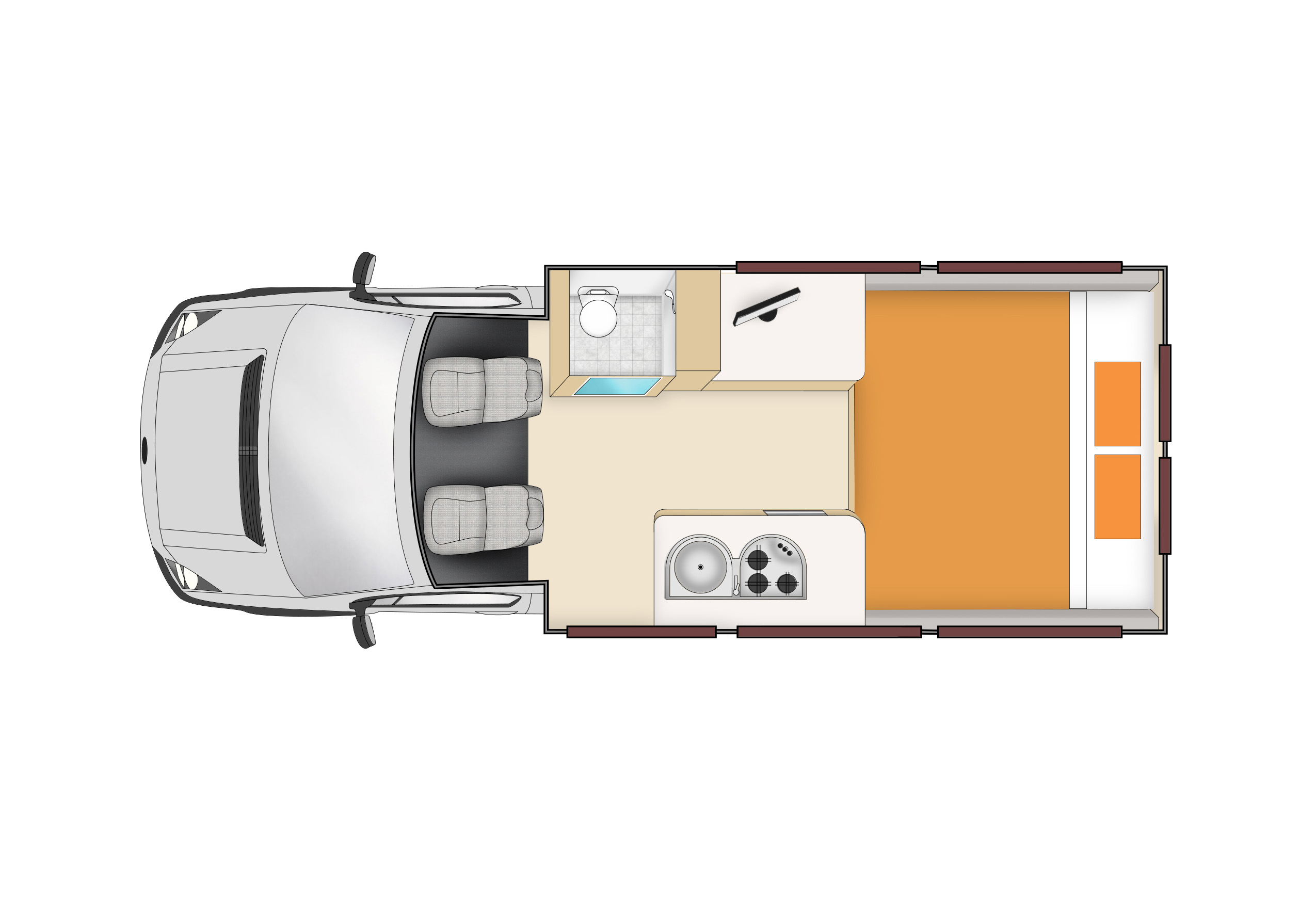 Talvor euro tourer campervan floorplan night